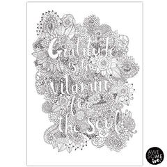 Gratitude Is The Vitamin For The Soul - Colouring In Poster - Printable (PDF)